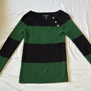 Ralph Lauren Forest Green and Black Striped Sweater